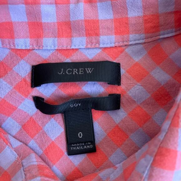 J. Crew Plaid Check Boy Shirt Red Purple Relaxed Fit Casual Cabincore Sz 0 - Picture 12 of 16